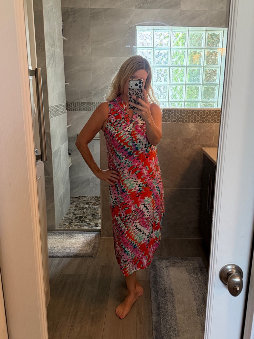 Marie Oliver Sleeveless Zigzag Print Midi Dress